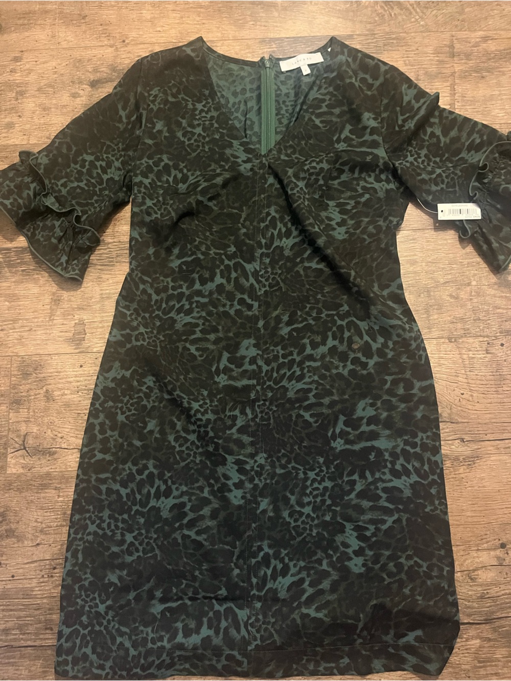 NWT Lark & Ro Forest Green and Black Leopard Print Dress
